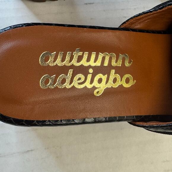 Autumn Adeigbo Double Strap Clog Black Snake Embossed Leather NWOB EU40 US10 - Picture 8 of 10